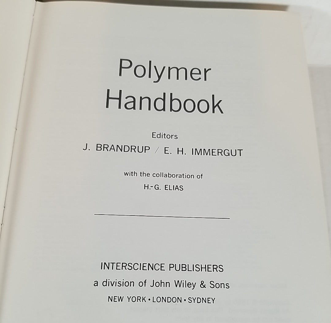 Polymer Handbook Brandrup and Immergut Hardcover 1967