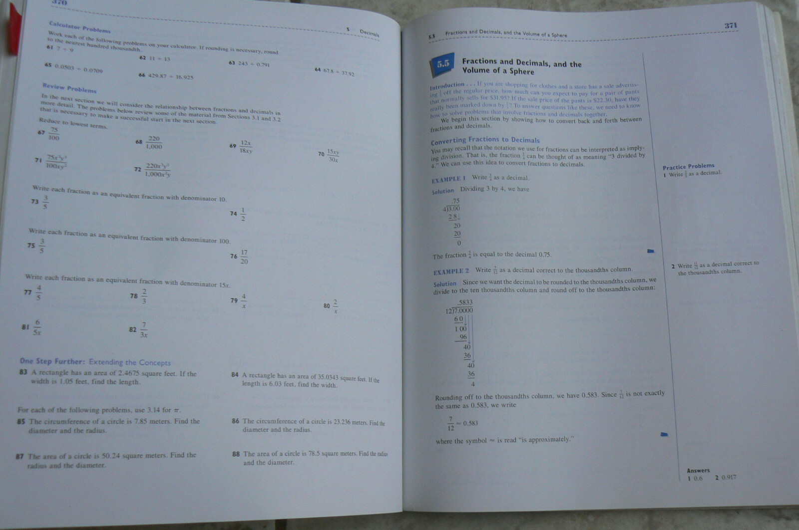Brooks/Cole PRE-ALGEBRA,3E 3rd Ed,McKeague w/selected solutions