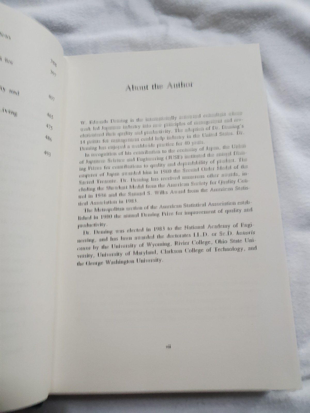 Out of the Crisis by W. E. Deming Hardcover, 1989 Seventh Edition
