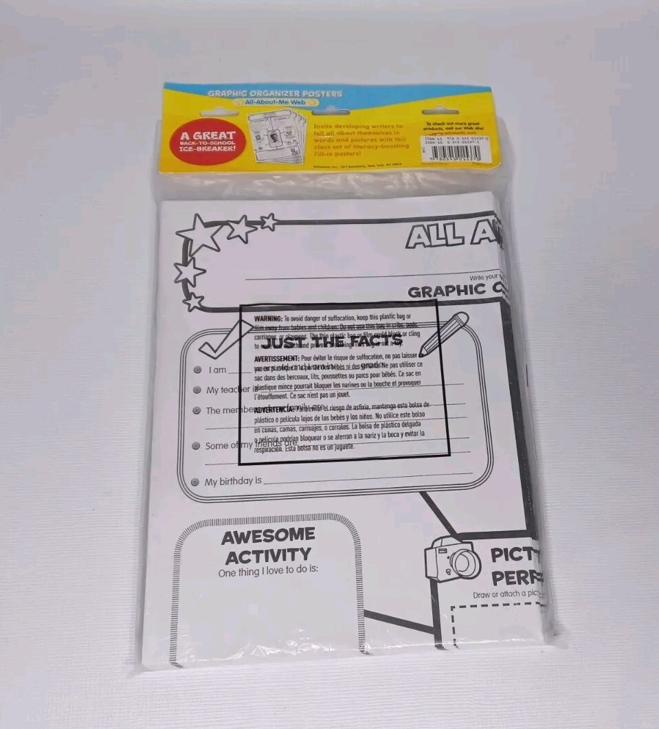 Scholastic Graphic Organizer Posters 30 All about Me Web Teacher Back To School