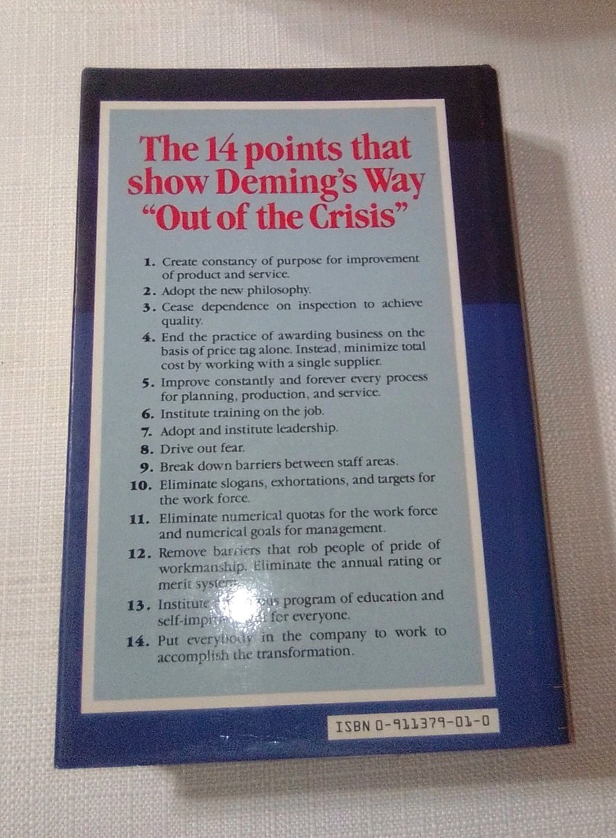 Out of the Crisis by W. Edwards Deming (Hardcover, 1986) 3rd Printing