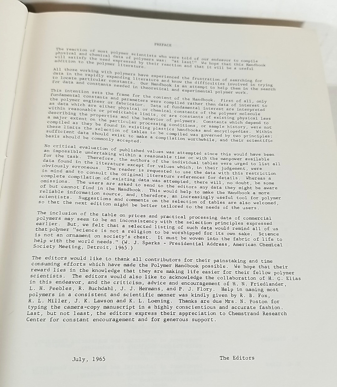Polymer Handbook Brandrup and Immergut Hardcover 1967