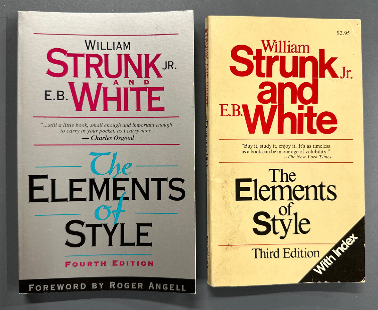 Elements of Style lot of 2, 3rd and 4th ed. Strunk, William, Pearson, Paperback