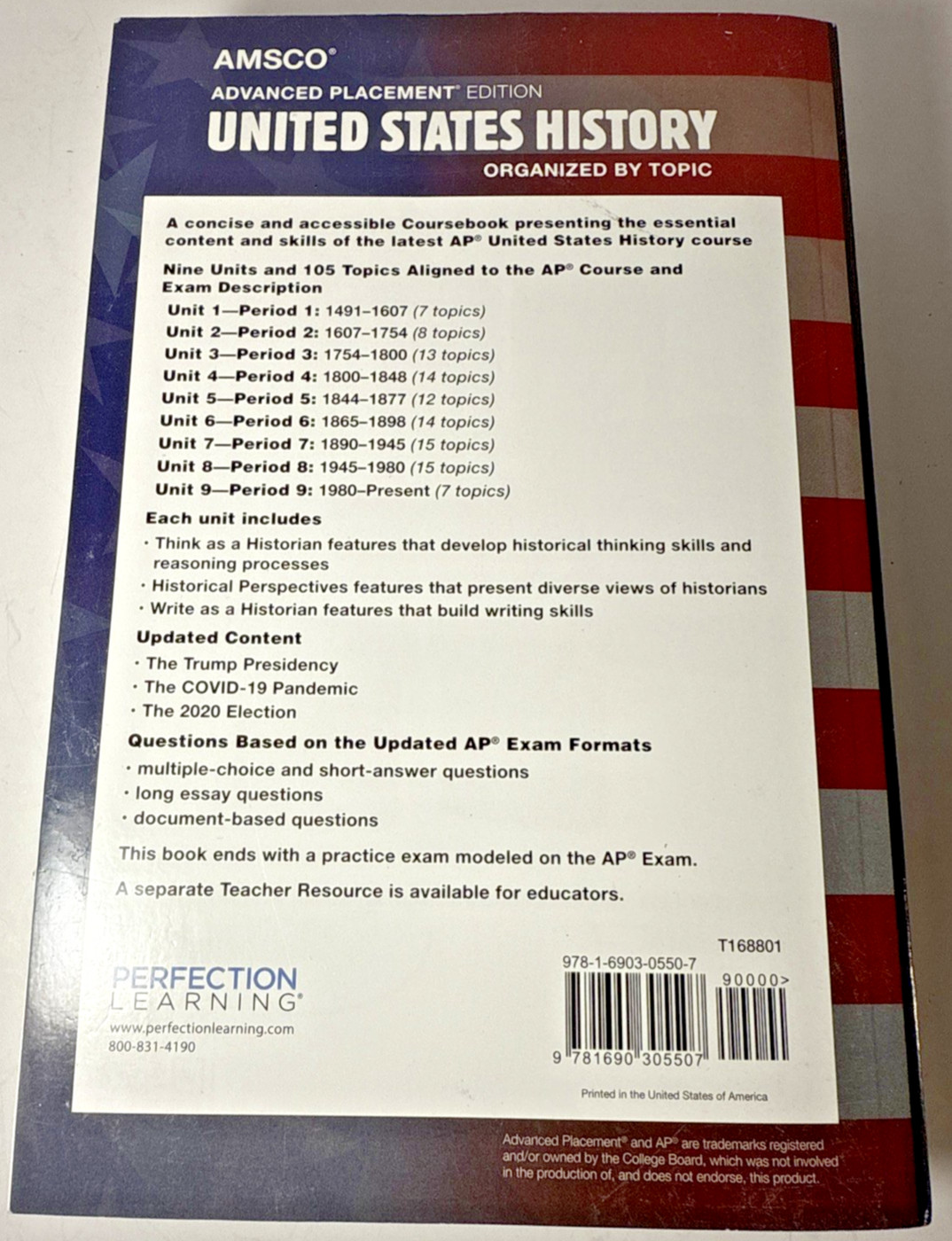 Advanced Placement United States History Book AMSCO 2022 Edition No Writing
