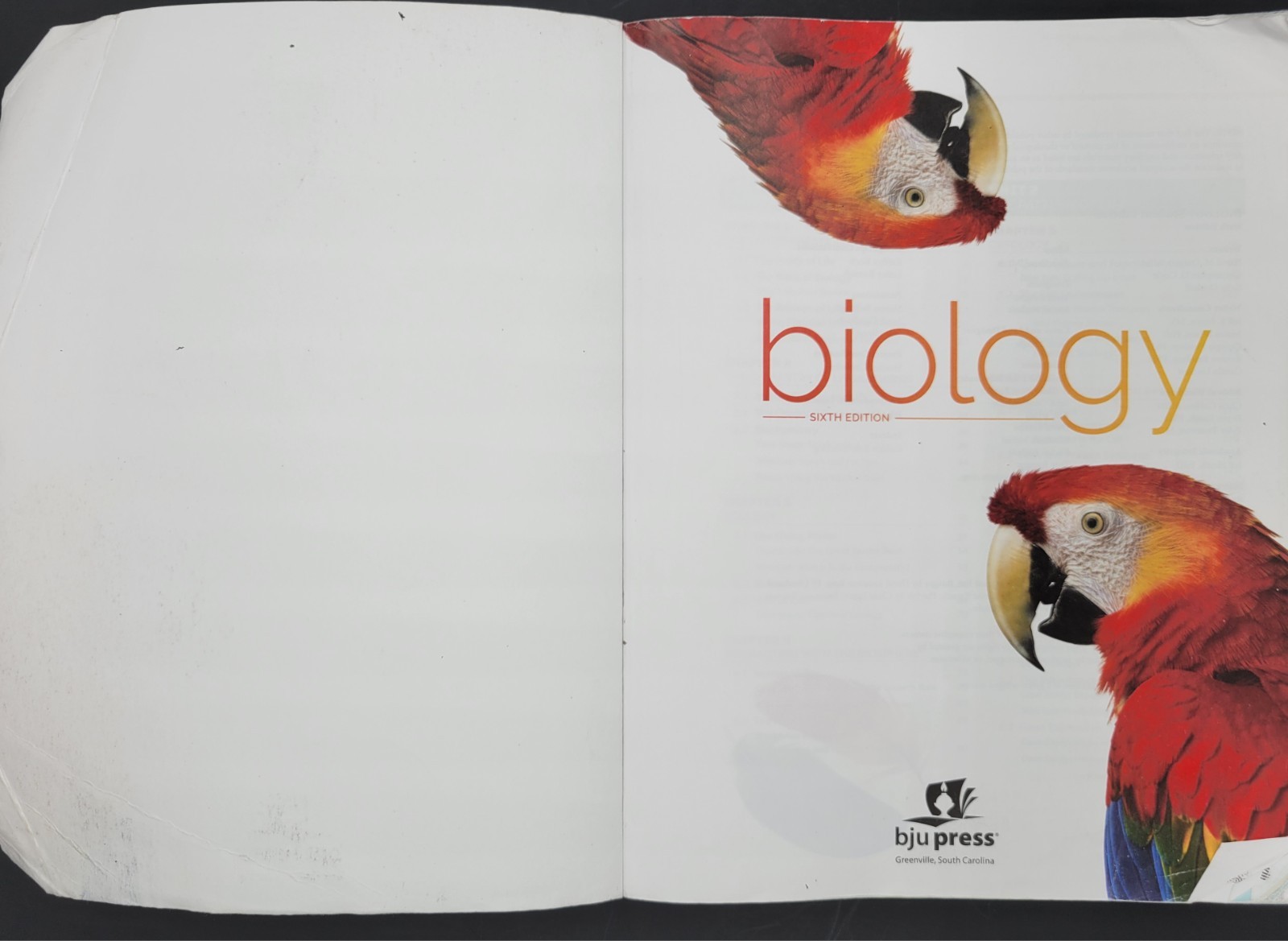 Biology Student Text & Biology Assessment 6th Edition BJU Press PB 528778-003-01