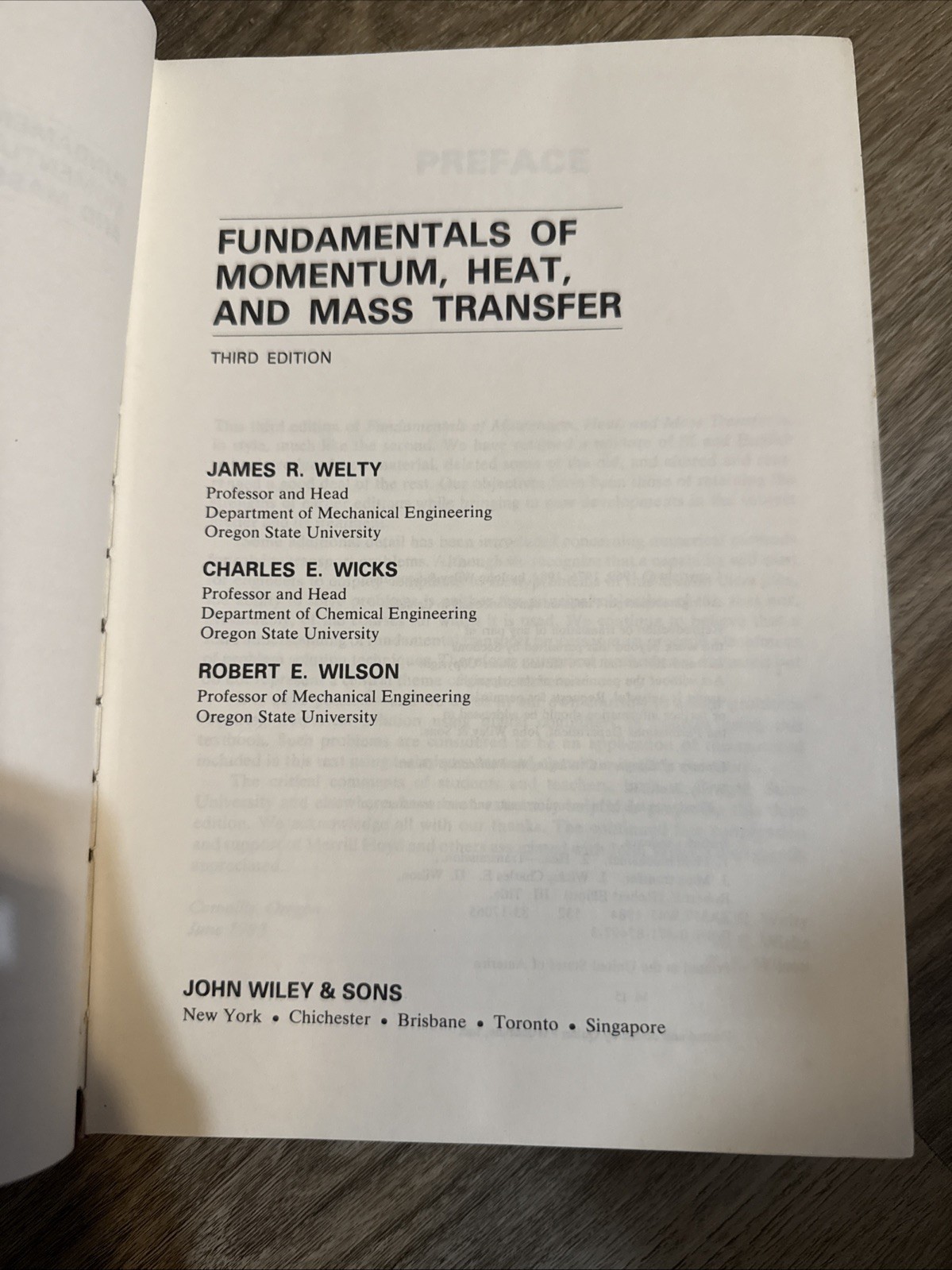 Fundamentals of Momentum, Heat, and Mass Transfer, 3rd Ed, Welty et al 1984