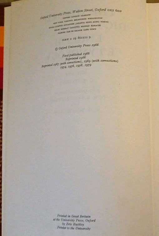 The Oxford Dictionary Of English Etymology C.T. Onions HC/DJ (1979 reprint)
