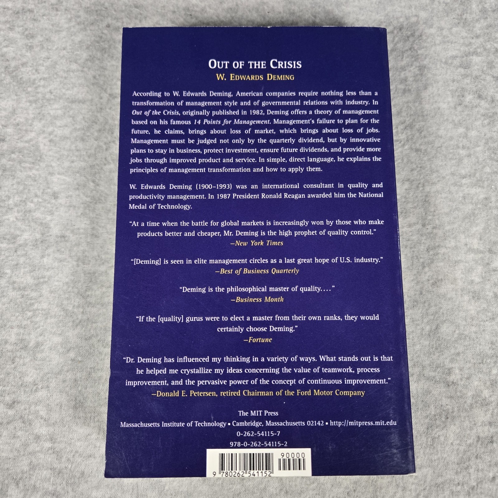 PAIR W Edwards Deming Books Out Of The Crisis New Economics MIT Press Management