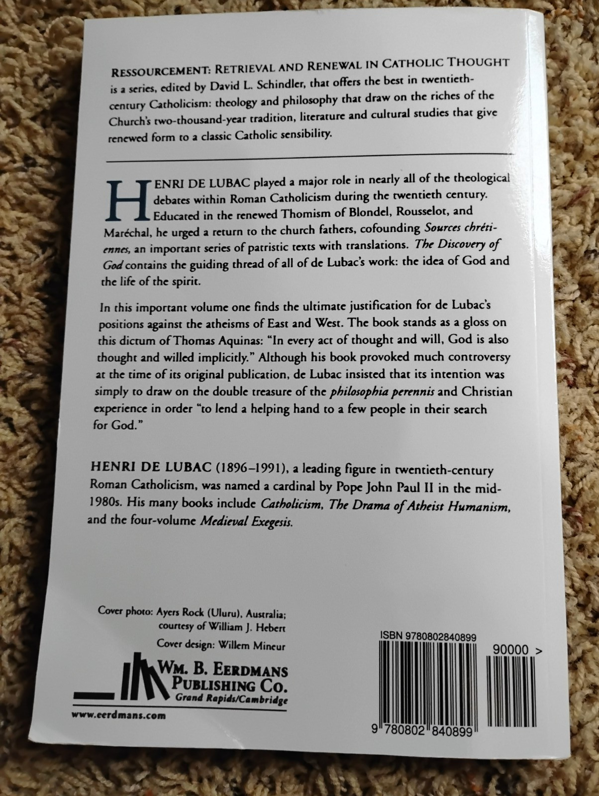 Discovery of God by Henri de Lubac (1996, Trade Paperback)