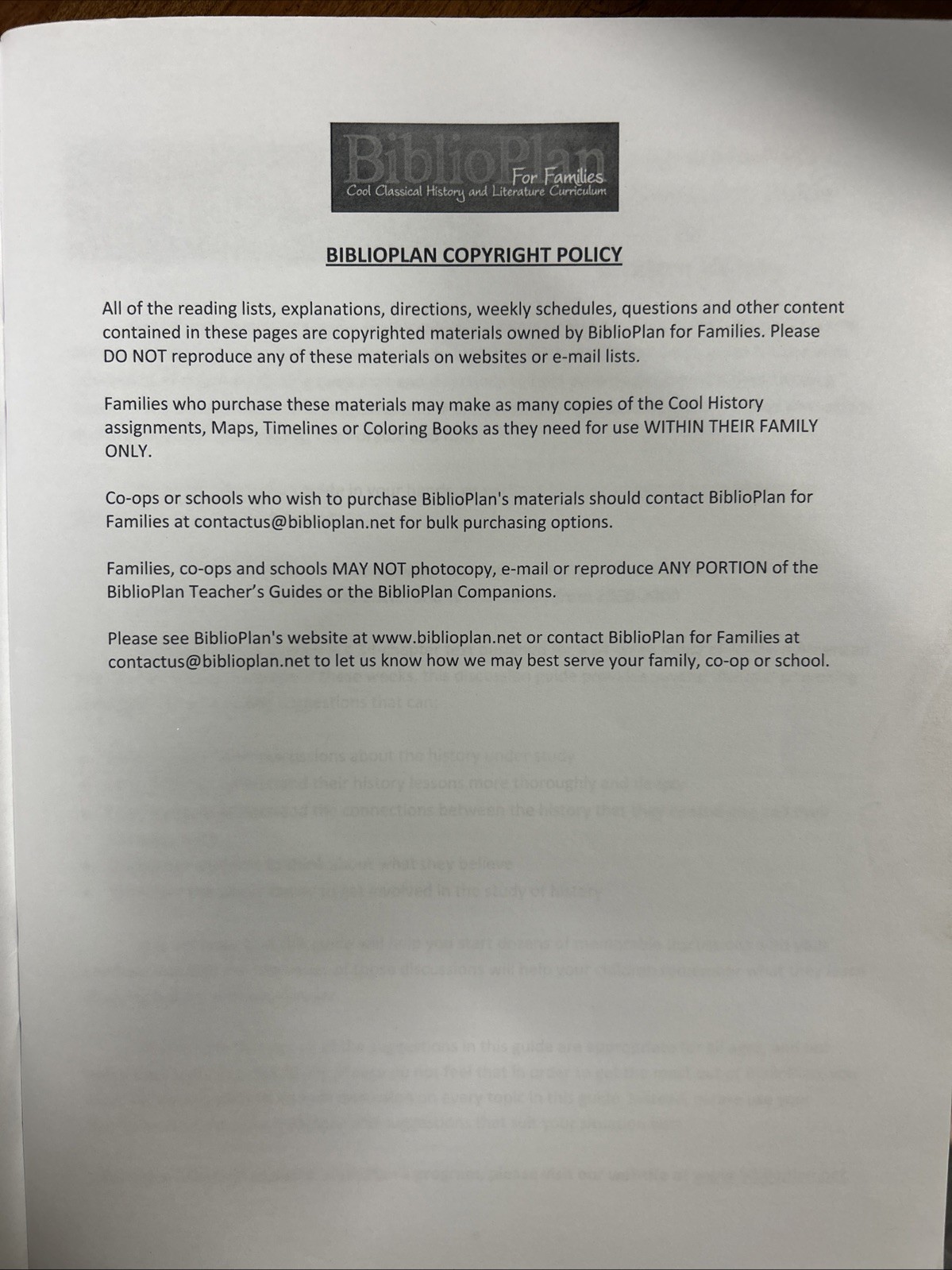 Family Discussion Guide For Year Four: Modern American And World.