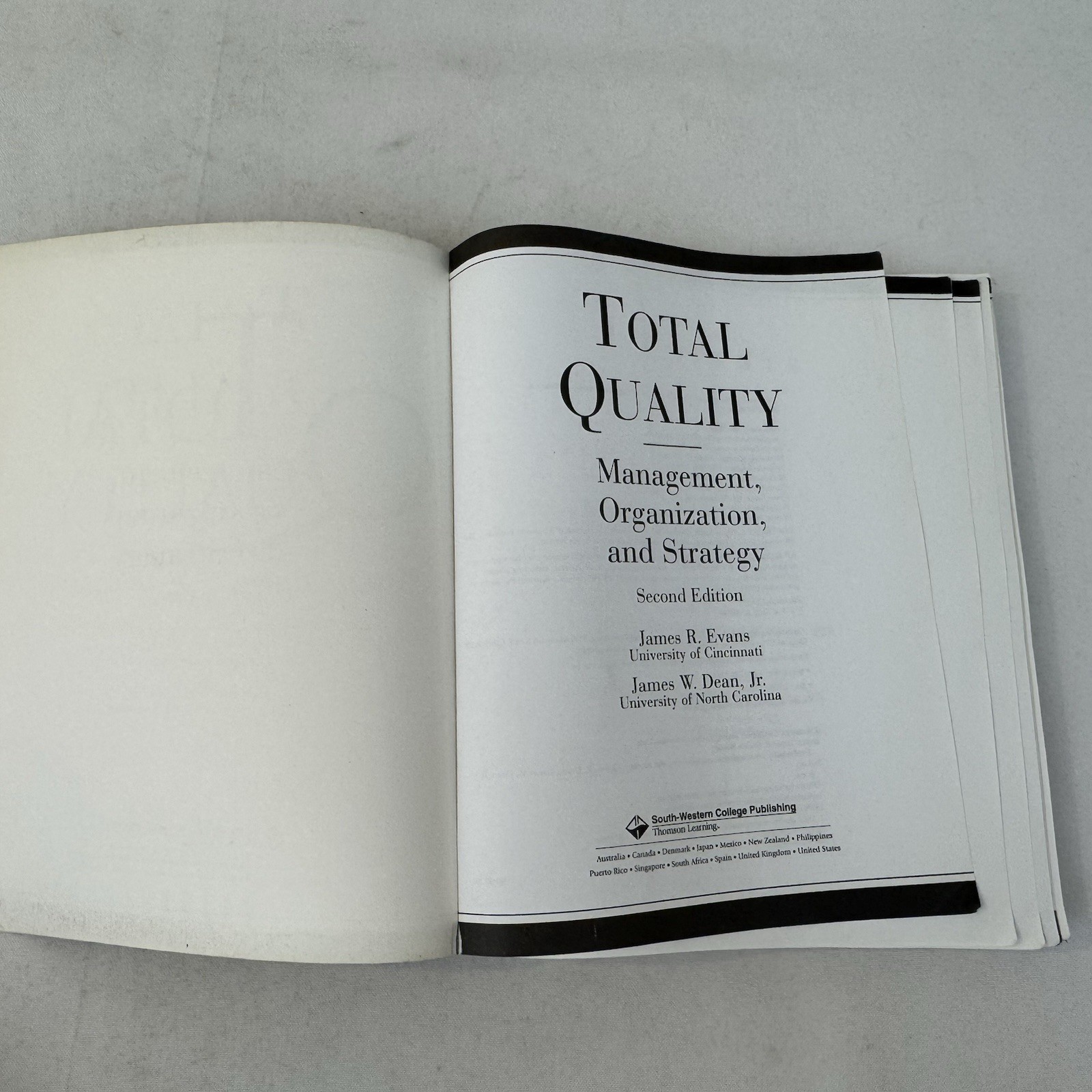TOTAL QUALITY: MANAGEMENT, ORGANIZATION AND STRATEGY By James R. Evans Fast Ship