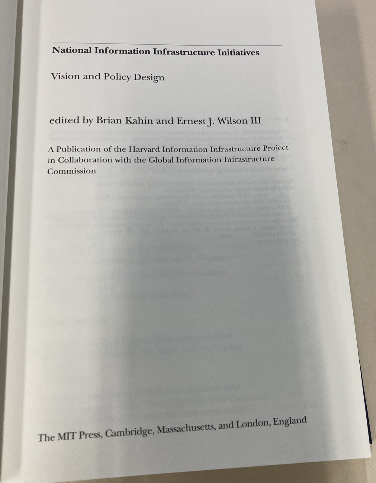 National Information Infrastructure Initiatives HC Kahin and Wilson 1997