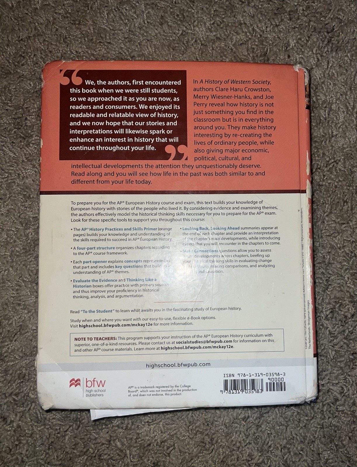 A History of Western Society 12th Ed For the AP Course Hardcover 2017