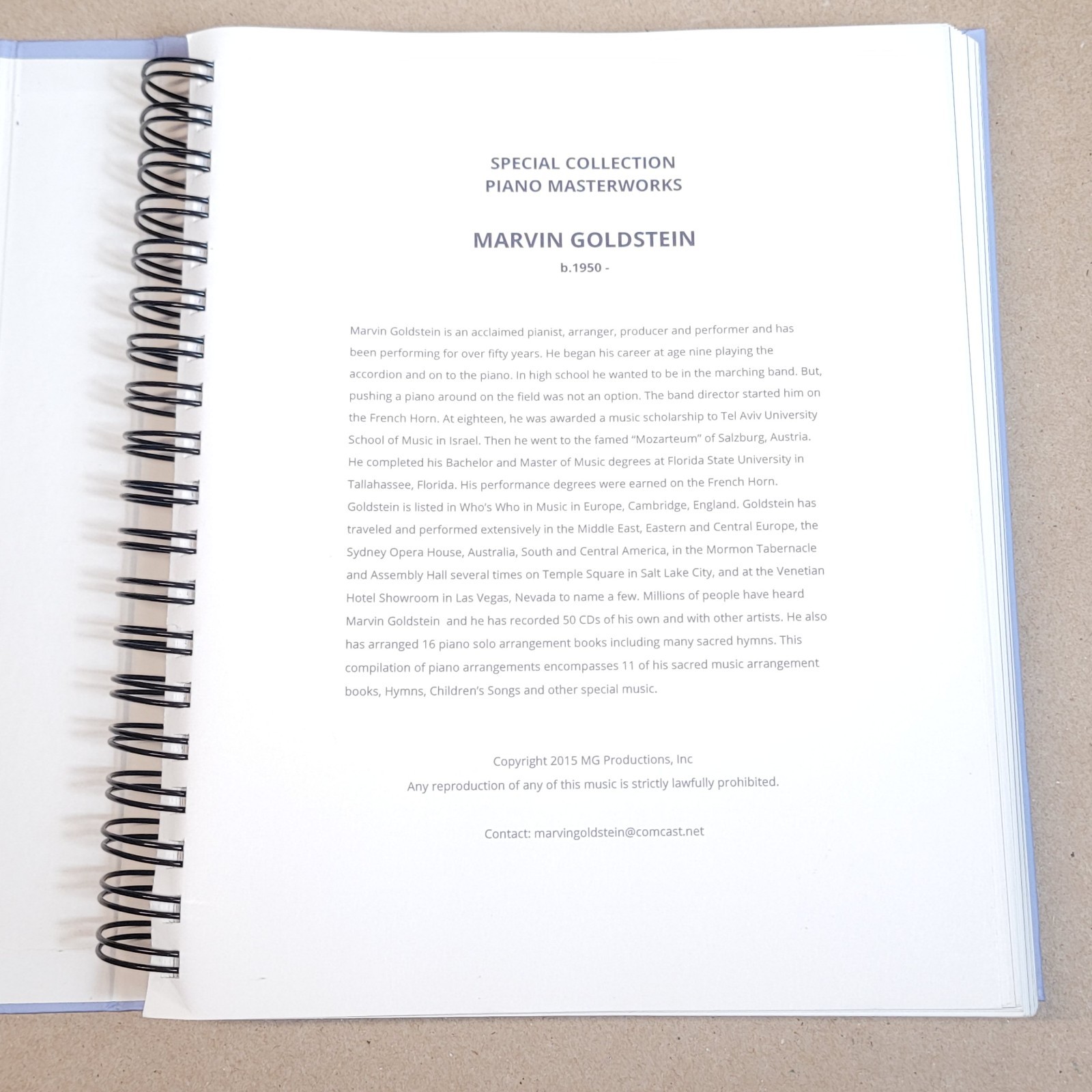 Masterworks Marvin Goldstein Pianist Spiral-Bound 11 Songbooks in One LDS Mormon
