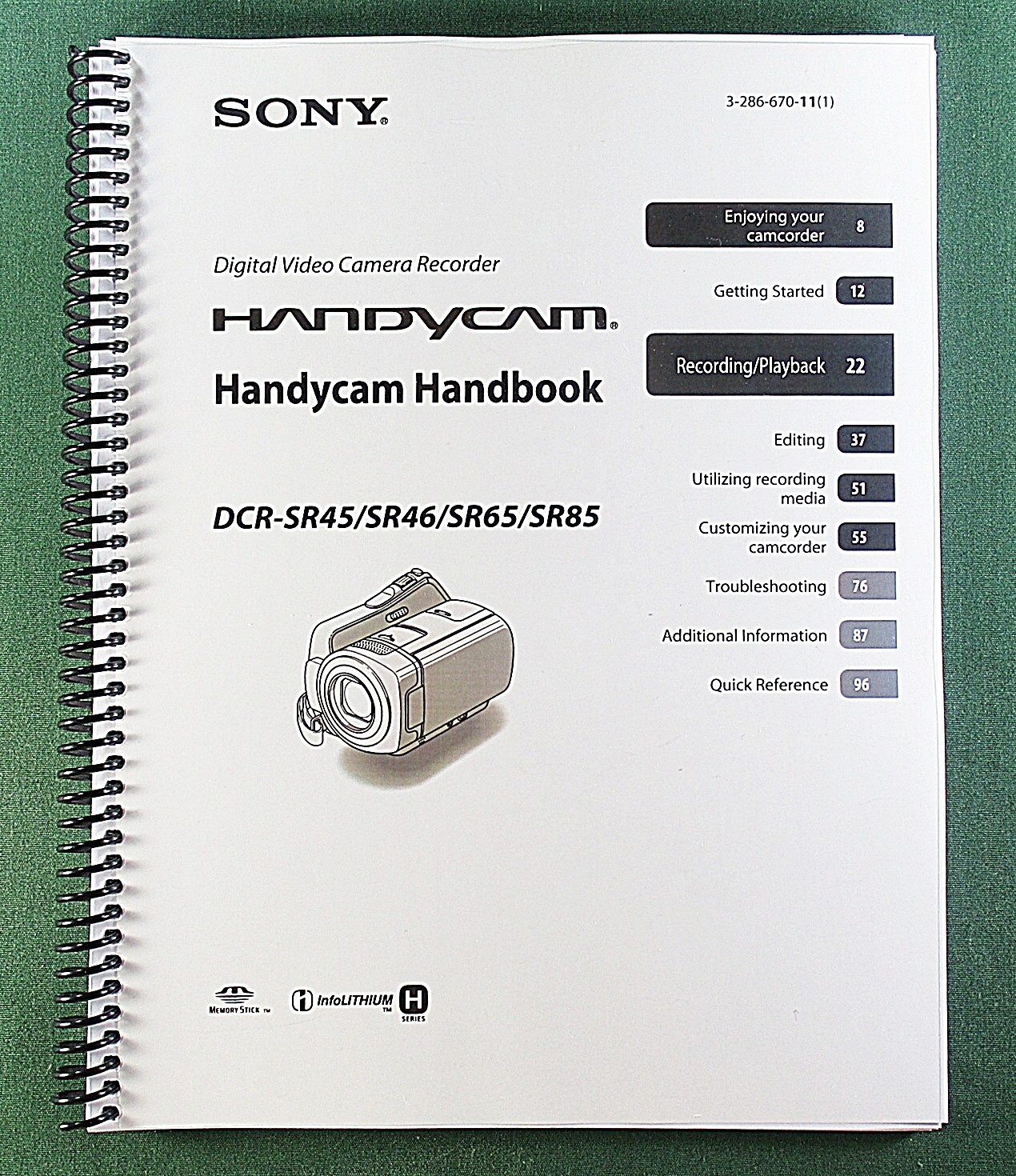 Sony DCR-SR65 Instruction Manual: 108 Pages Coil Bound & Protective Covers!