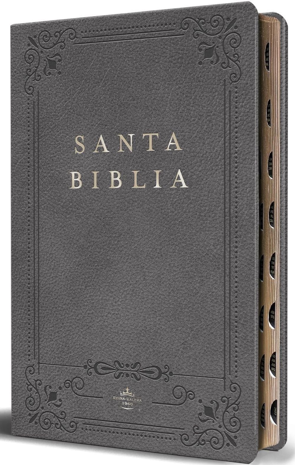 Biblia RVR 1960 letra grande tamao manual, Piel gris con ndice / Spanish Bible R
