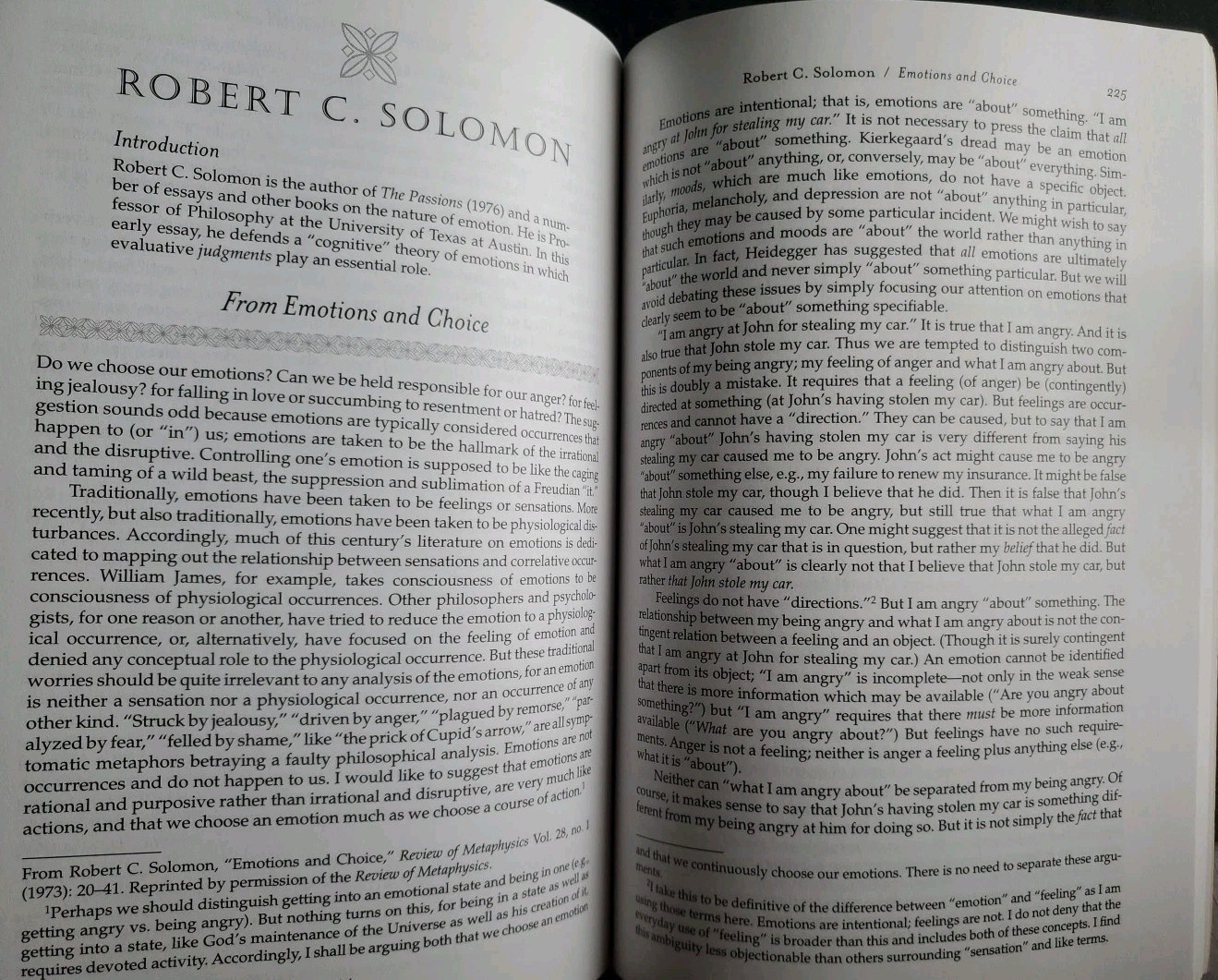 What Is an Emotion Classic & Contemporary Readings 2nd Ed Robert C Solomon OUP