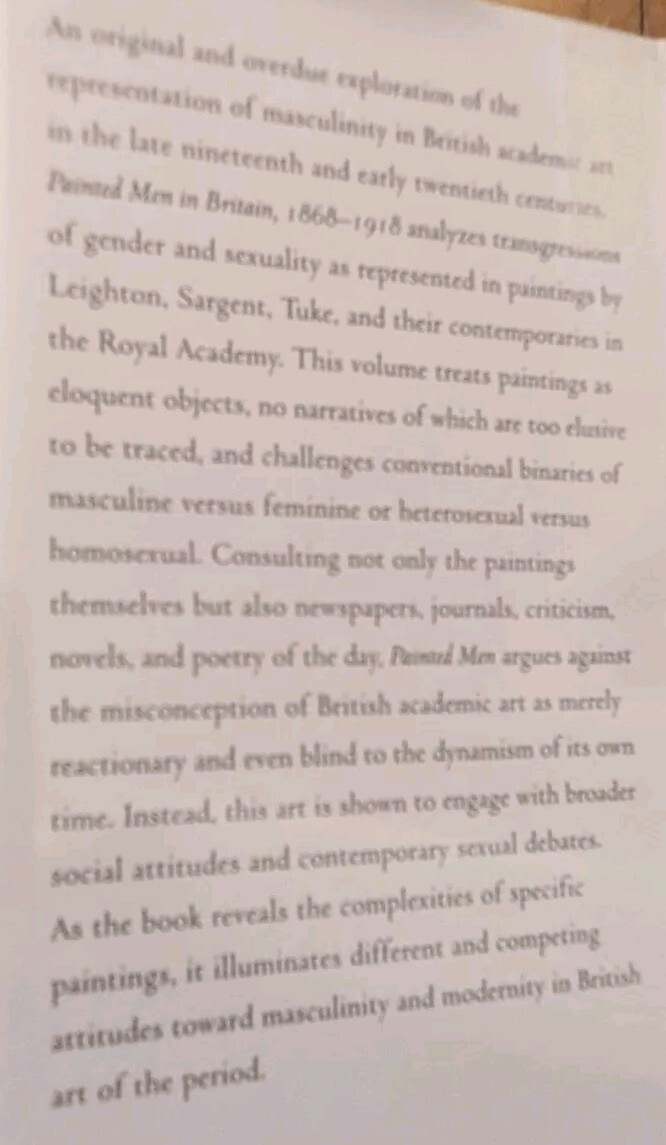 Painted Men in Britain, 1868–1918: Royal Academicians and Masculinities