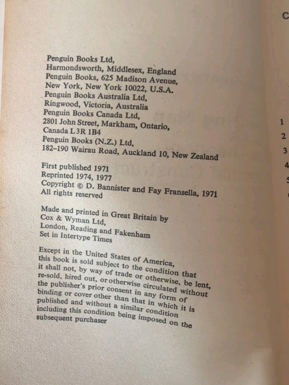 Inquiring Man The Theory Of Personal Constructs-D. Bannister & F. Fransella B4*