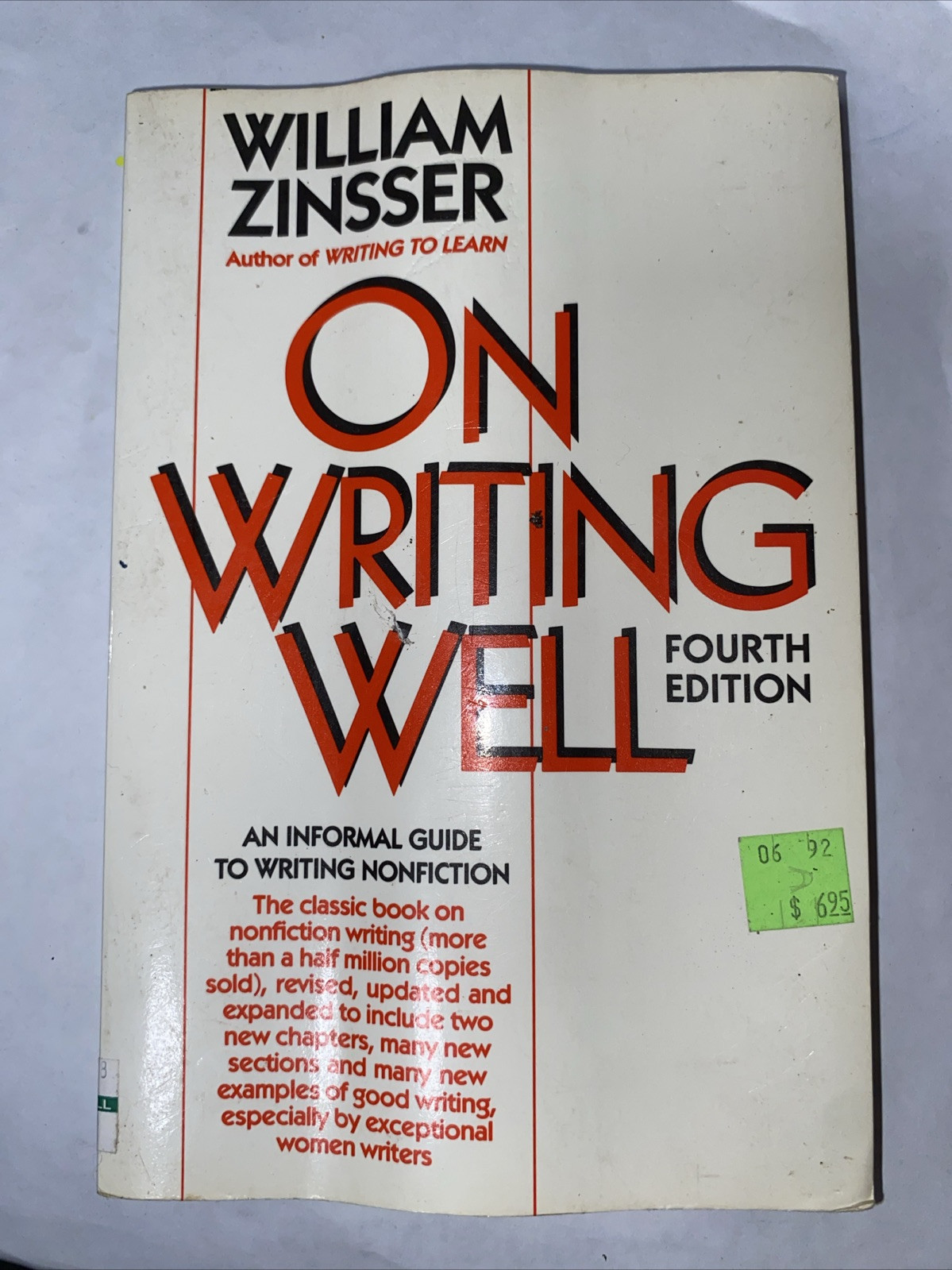 On Writing Well by William Zinsser (1990, Trade Paperback)