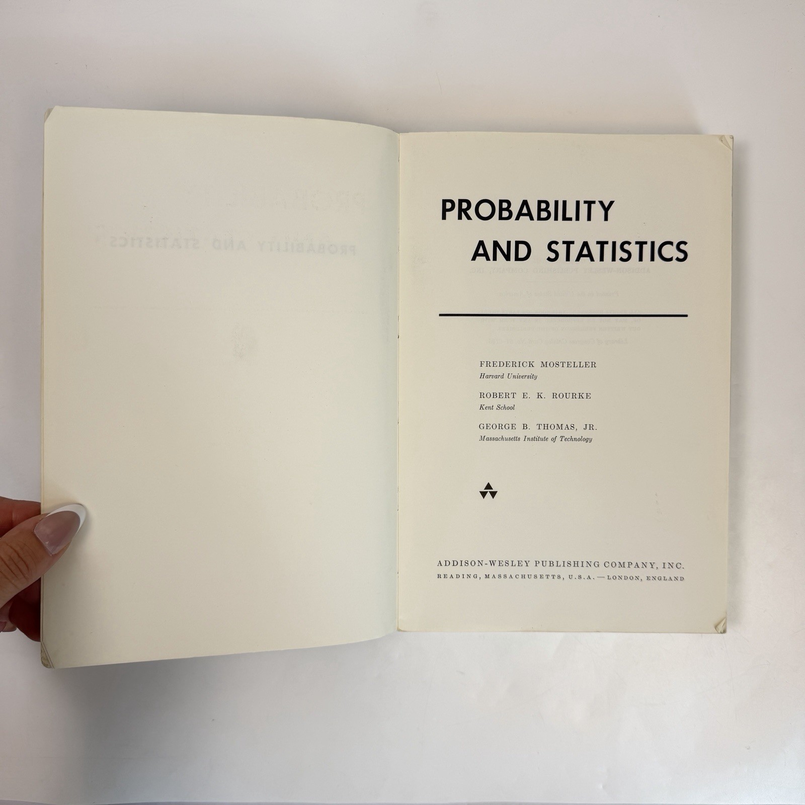 Probability and Statistics Mosteller Rourke Thomas 1961 Paperback Textbook
