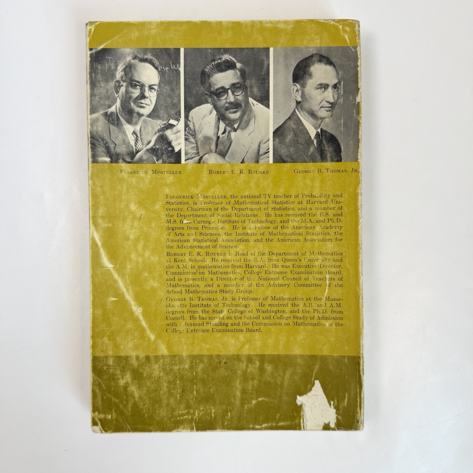 Probability and Statistics Mosteller Rourke Thomas 1961 Paperback Textbook