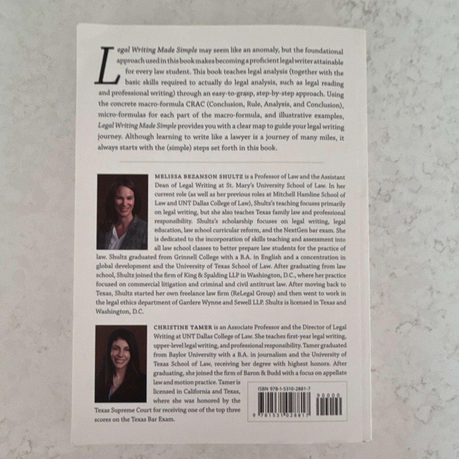 LEGAL WRITING MADE SIMPLE: A STEP-BY-STEP APPROACH BY Christine Tamer PAPERBACK