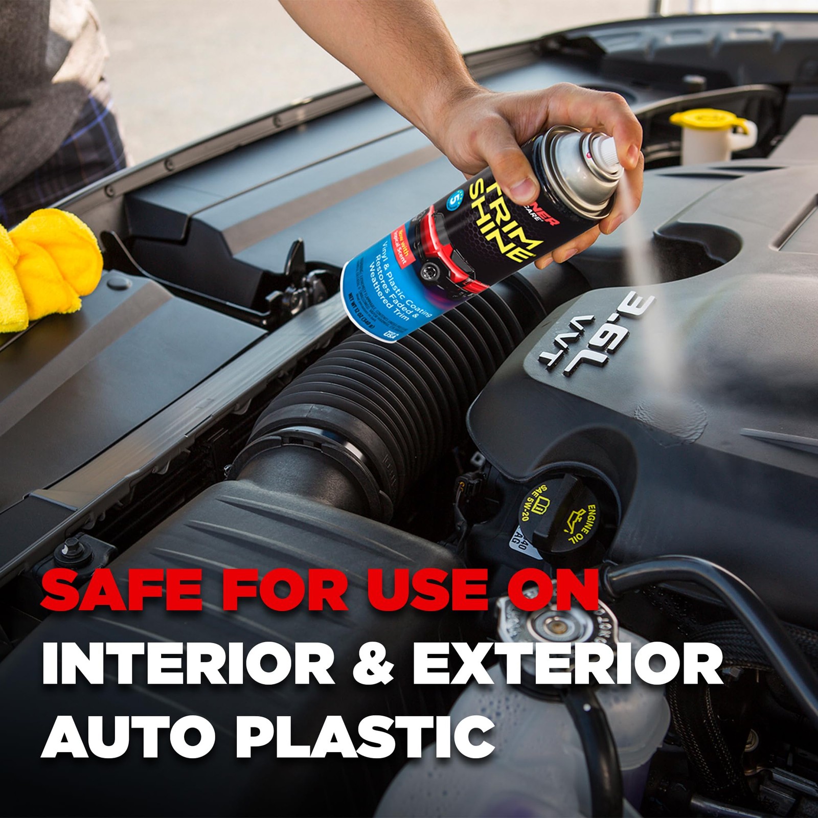 Trim Shine Restorer for Cars – Vinyl & Plastic Protectant – 12 oz Fast-Dry