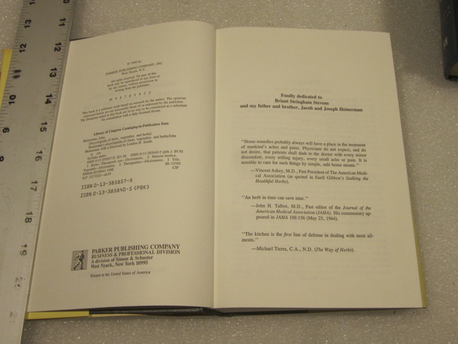 1988 HEINERMAN’S ENCYCLOPEDIA FRUITS VEGETABLES HERBS – JOHN HEINERMAN