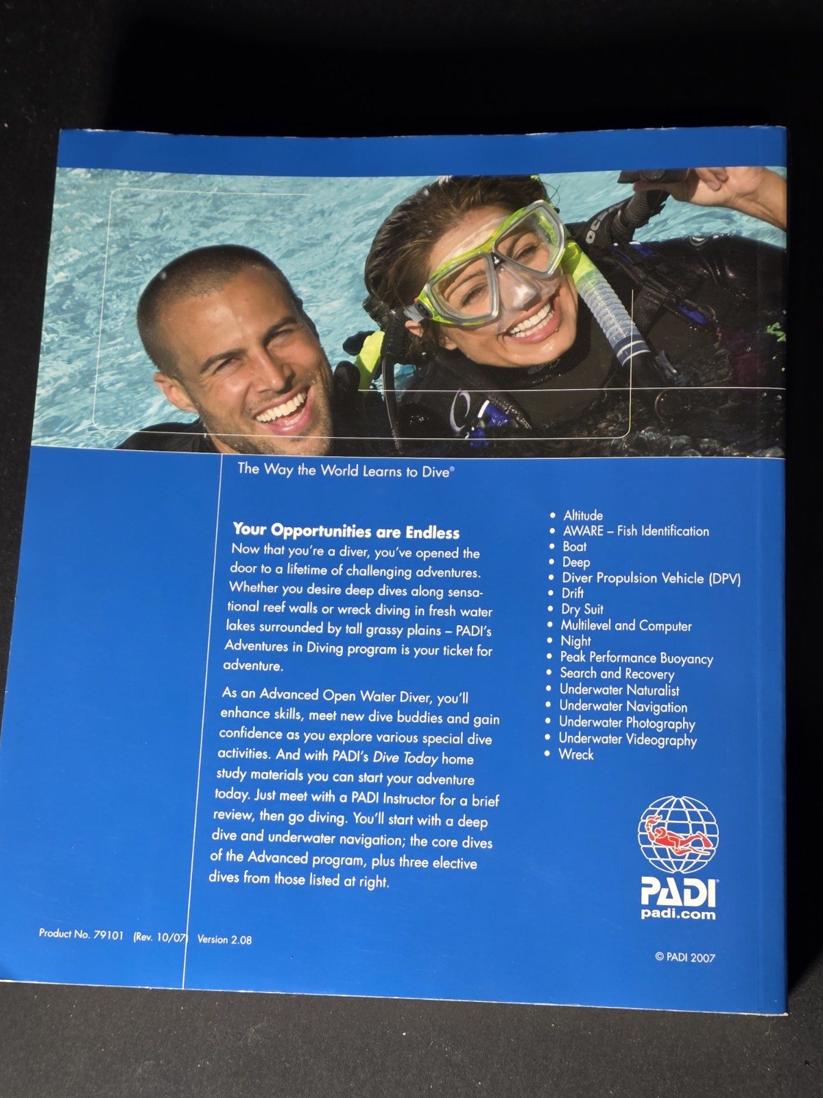 PADI Adventures in Diving Manual Paperback 2.08 VG Condition 373 Pages