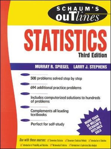 Schaum’s Outline of Statistics by Spiegel, Murray Paperback Book The Fast Free