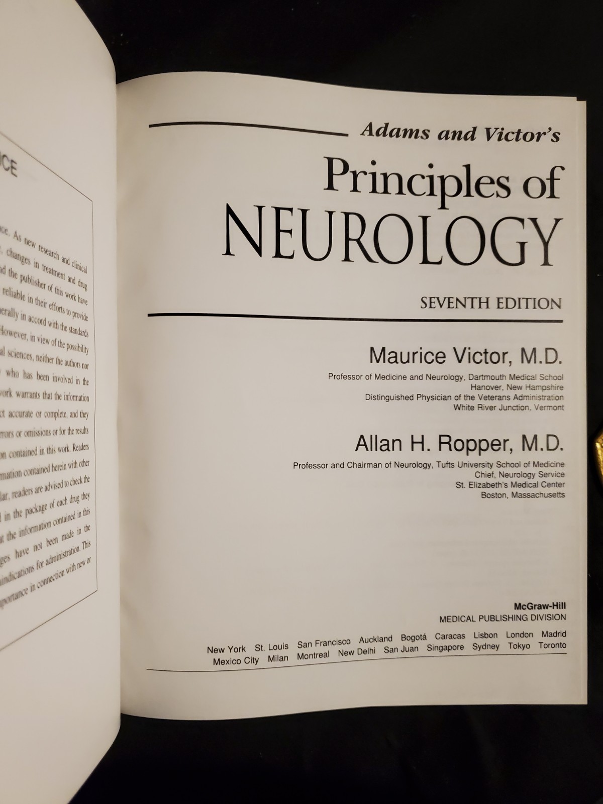 Adams & Victor’s Principles Of Neurology by Maurice Victor 2001 Hardcover Book