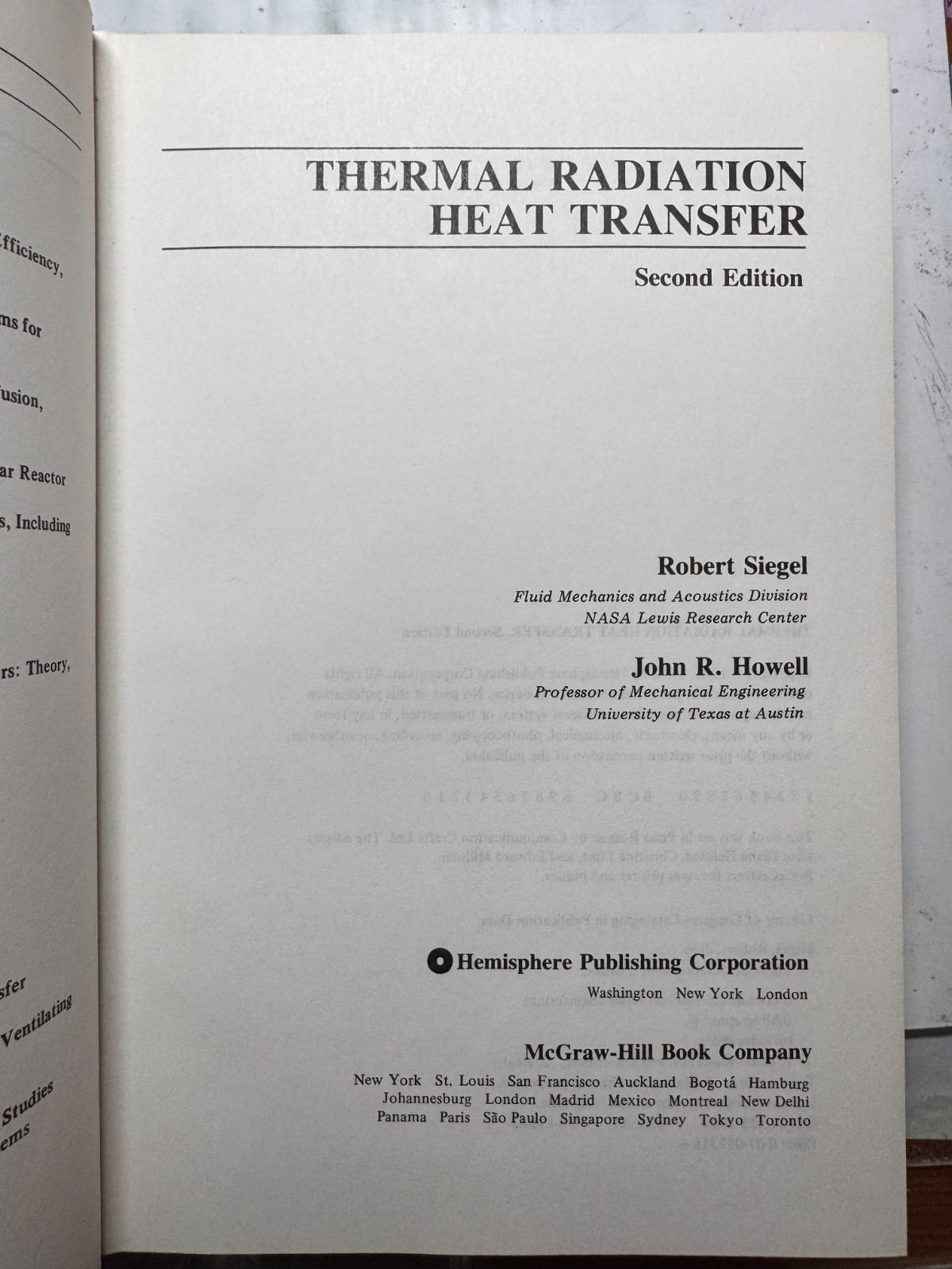 Thermal Radiation Heat Transfer – Robert Siegel (Hardcover, 1972 edition, 1981 )