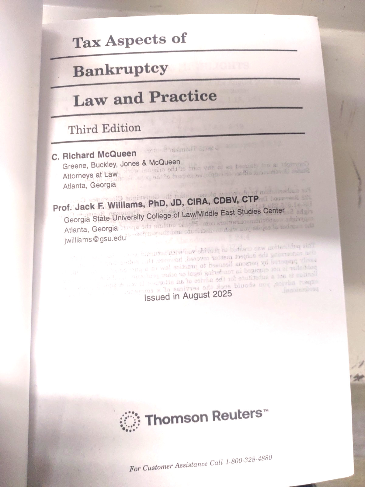 2025 Tax Aspects of Bankruptcy Law and Practice C.R. McQueen Thomson Reuters New