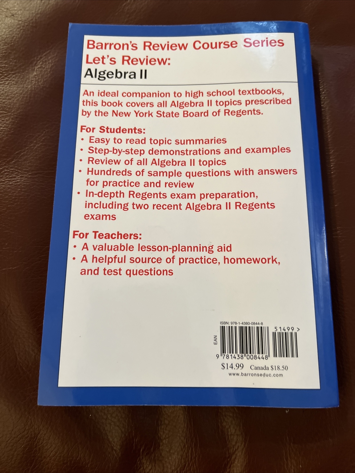 Let’s Review Algebra II (Let’s Review Series) Paperback Book Textbook VERY GOOD