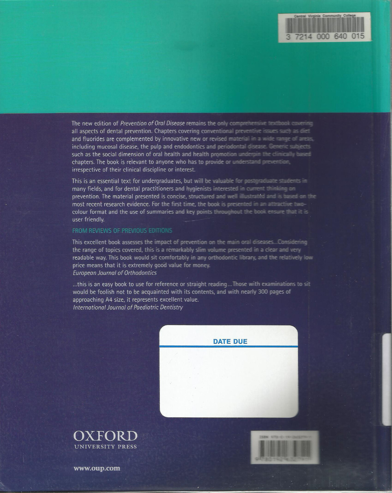 Prevention of Oral Disease by June H. Nunn (2003, UK-Trade Paper, Revised…
