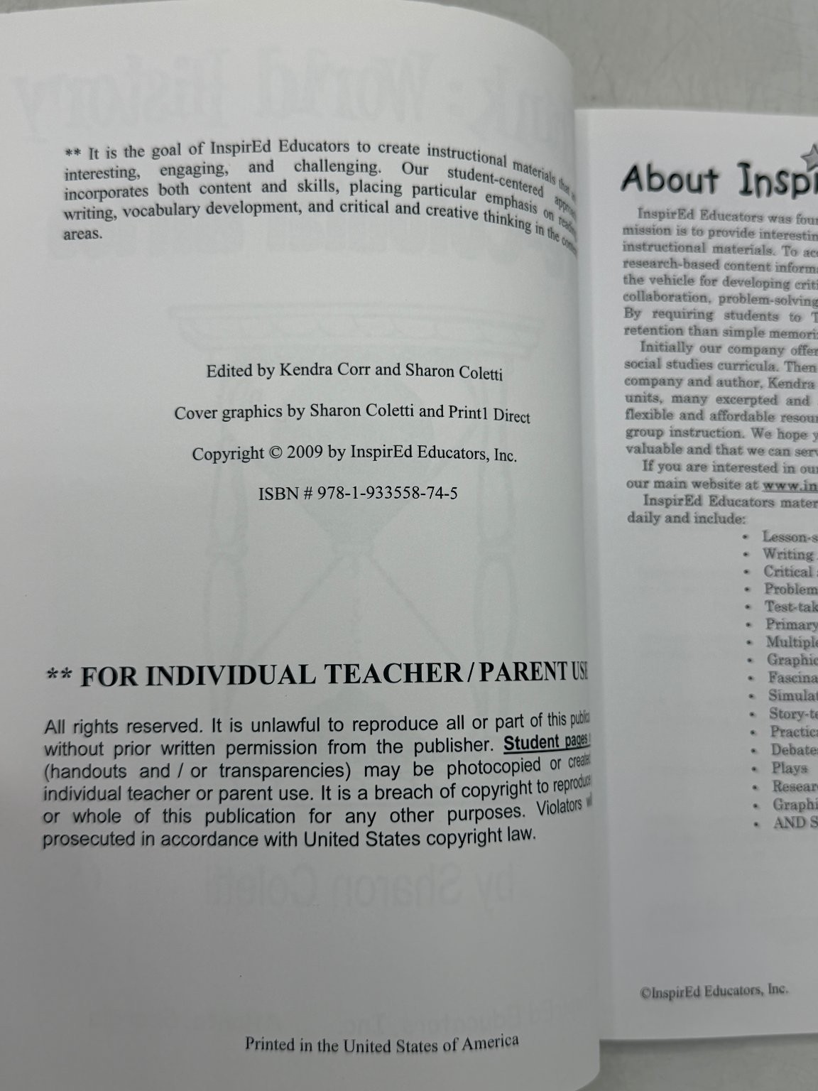 i Think: World History Pre-Colonial Africa 2009 InspirEd Educators Paperback