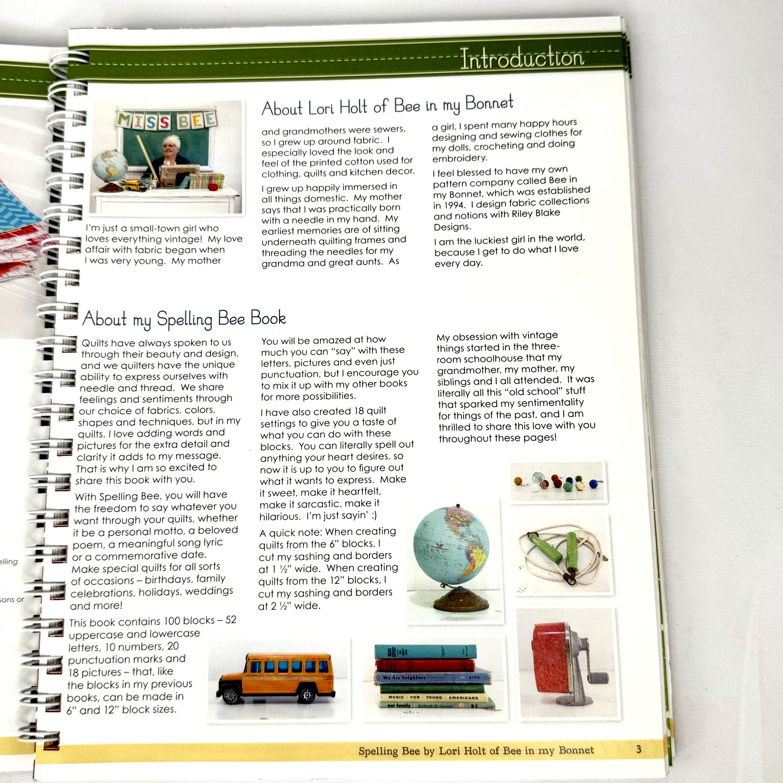Spelling Bee by Lori Holt of Bee in My Bonnet Quilting Book Spiral Paperback