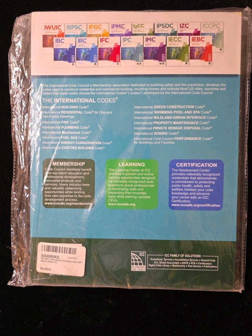 2021 IPC International Plumbing Code Book New Sealed