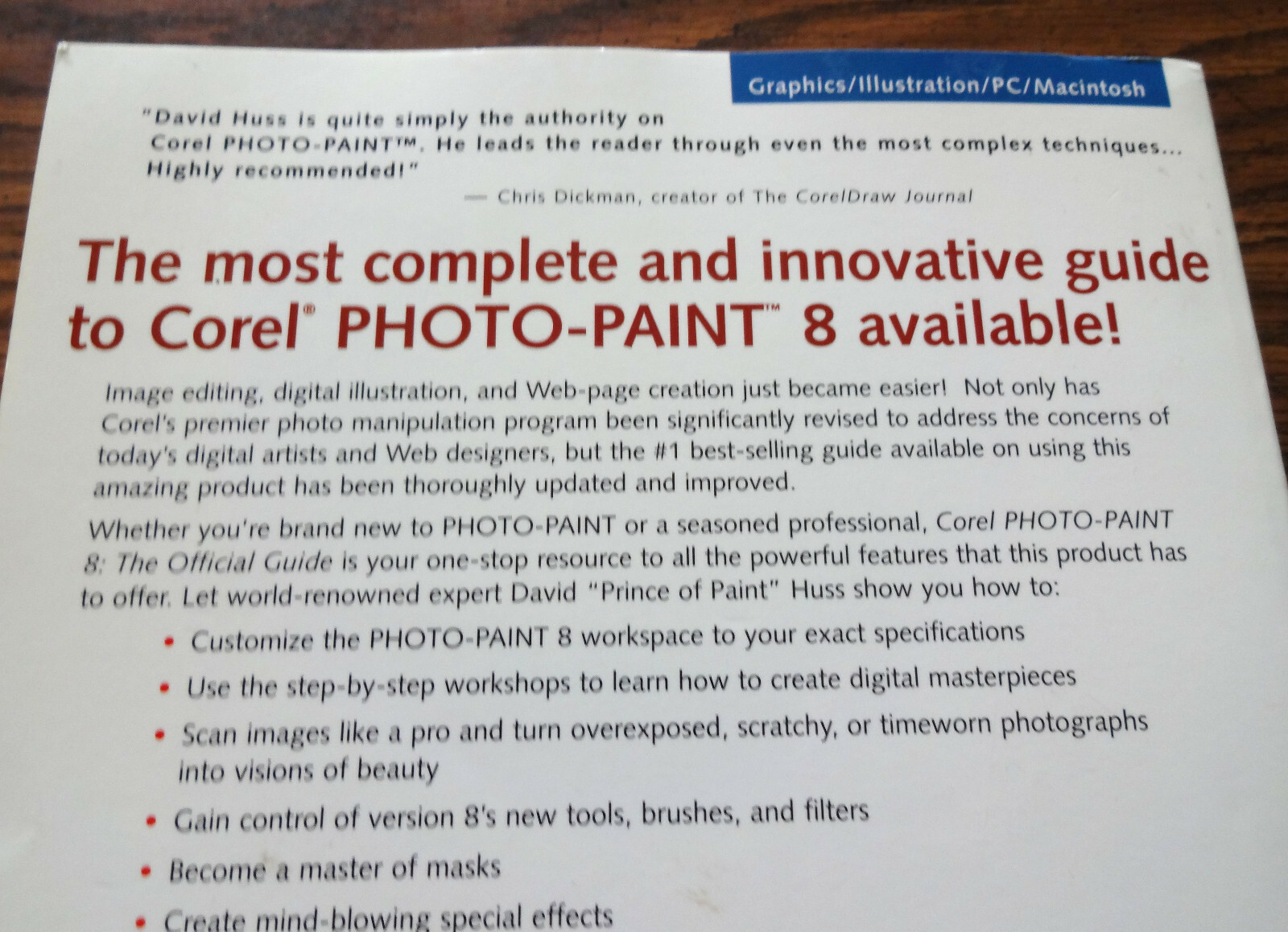 Corel Photo-Paint 8 The Official Guide David Huss Paperback Osborne/McGraw Hill