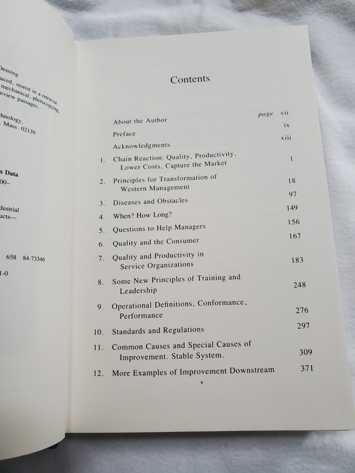 Out of the Crisis by W. E. Deming Hardcover, 1989 Seventh Edition