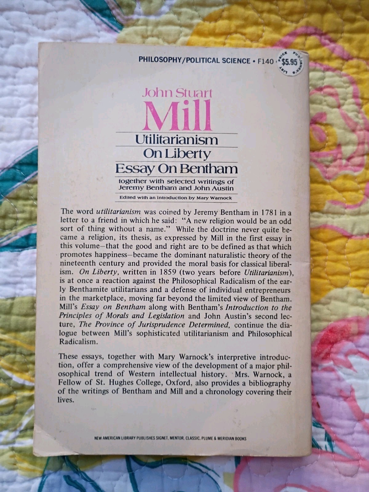 Utilitarianism: With Related Remarks – by Mill John Stuart – Vintage Paperback