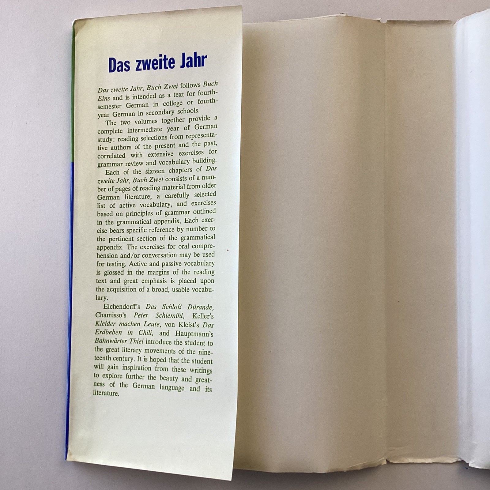 Das Zweite Jahr Buch II By Margaret Bluske 1975 Scribner German Series HC
