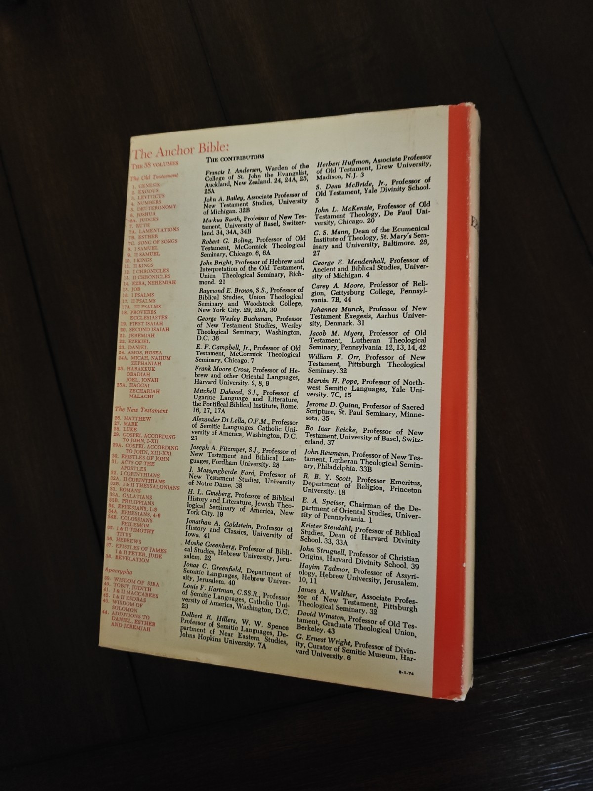 EPHESIANS (1 – 3) – Markus Barth (hc/dj) THE ANCHOR BIBLE (Volume 34) 1st Ed