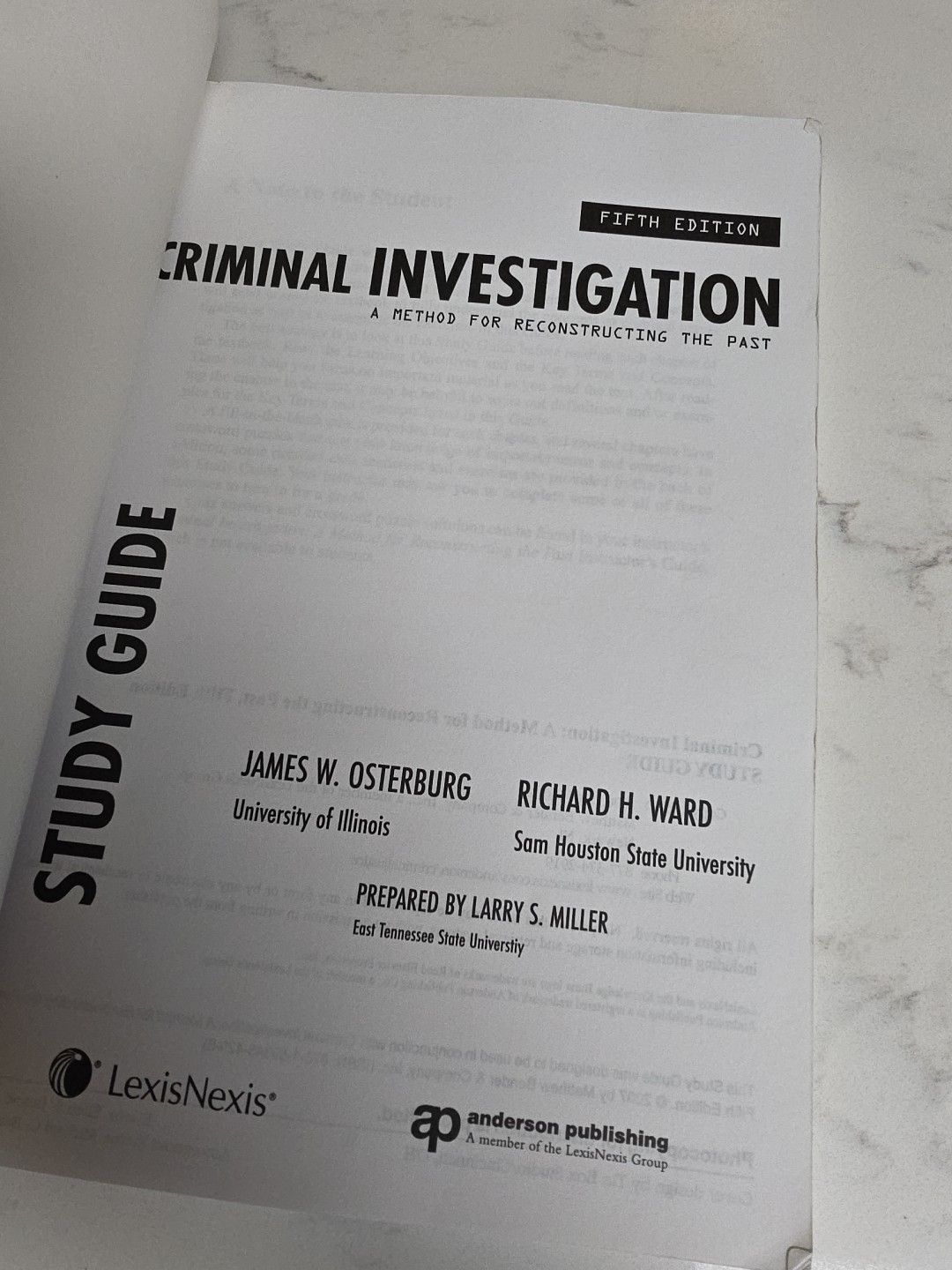 Criminal Investigation A Method For Reconstructing The Past Study Guide…
