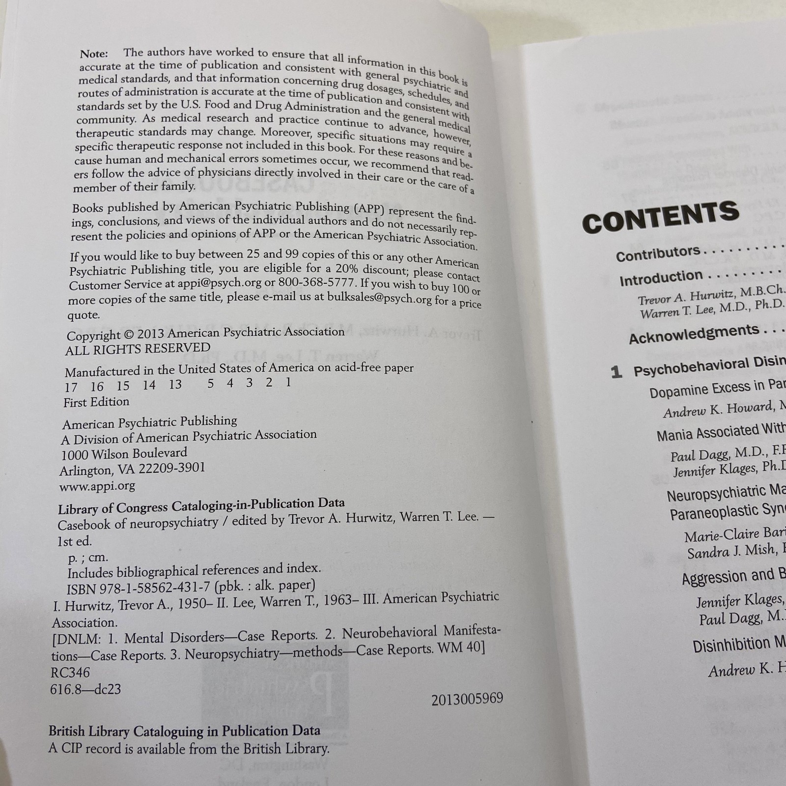 Casebook of Neuropsychiatry 1st Edition 2013 TPB Trevor Hurwitz & Warren Lee