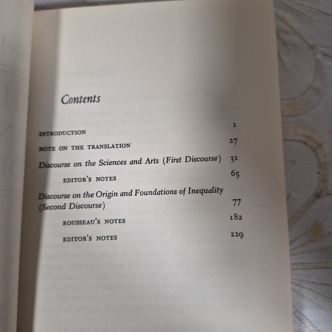 Jean-Jacques Rousseau, First and Second Discourses, St. Martin’s, 1st Ed., 1964