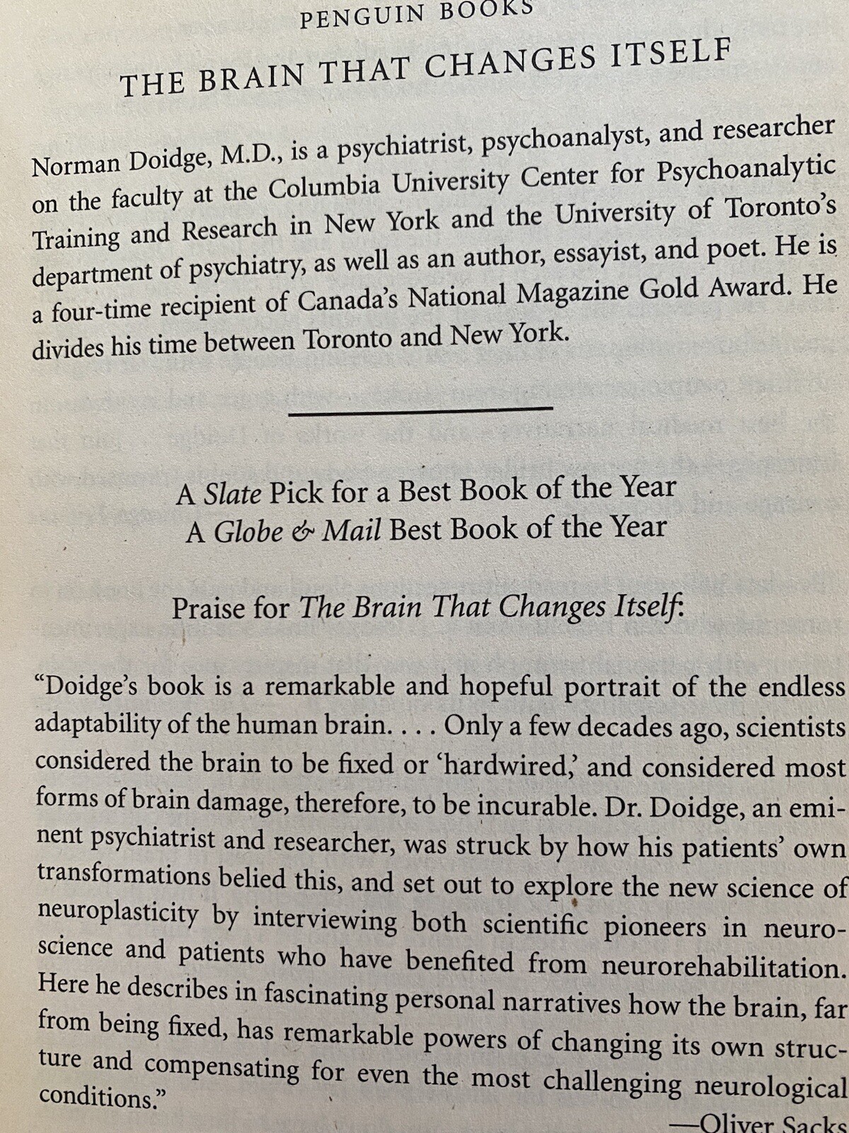 THE BRAIN THAT CHANGES ITSELF “This book is like discovering earth isn’t flat.”