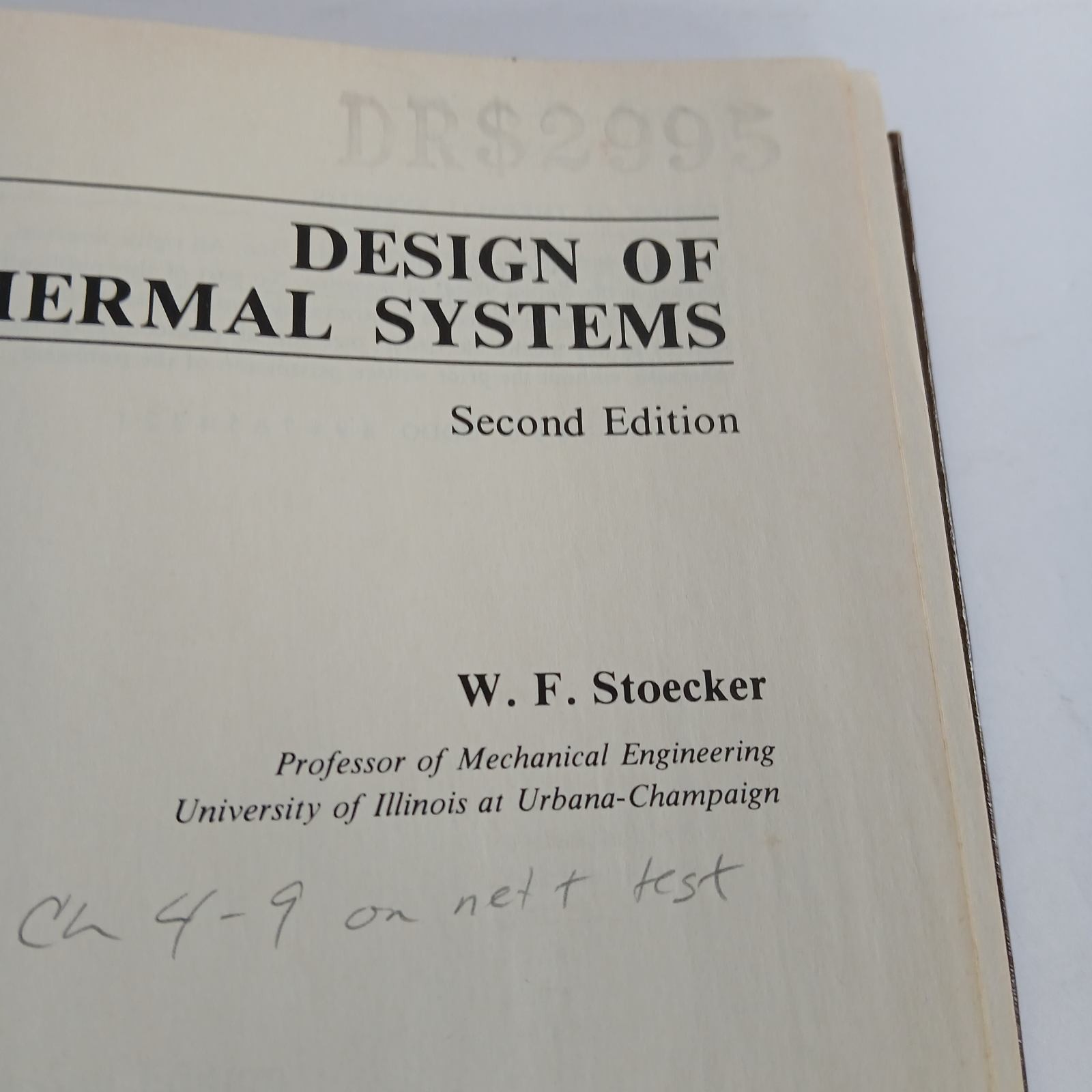 Vintage Design of Thermal Systems by W.F. Stoecker 1980 Hardcover