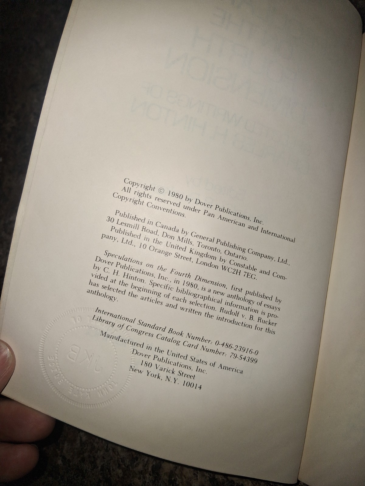 Speculations on the Fourth Dimension: Selected Writings of Charles .H. Hinton